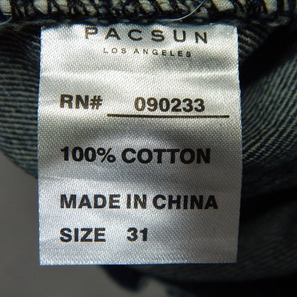 PacSun Mens Skinny Cut Off Ribbed Denim Jean Shorts Medium Indigo Size 31 - Picture 9 of 9